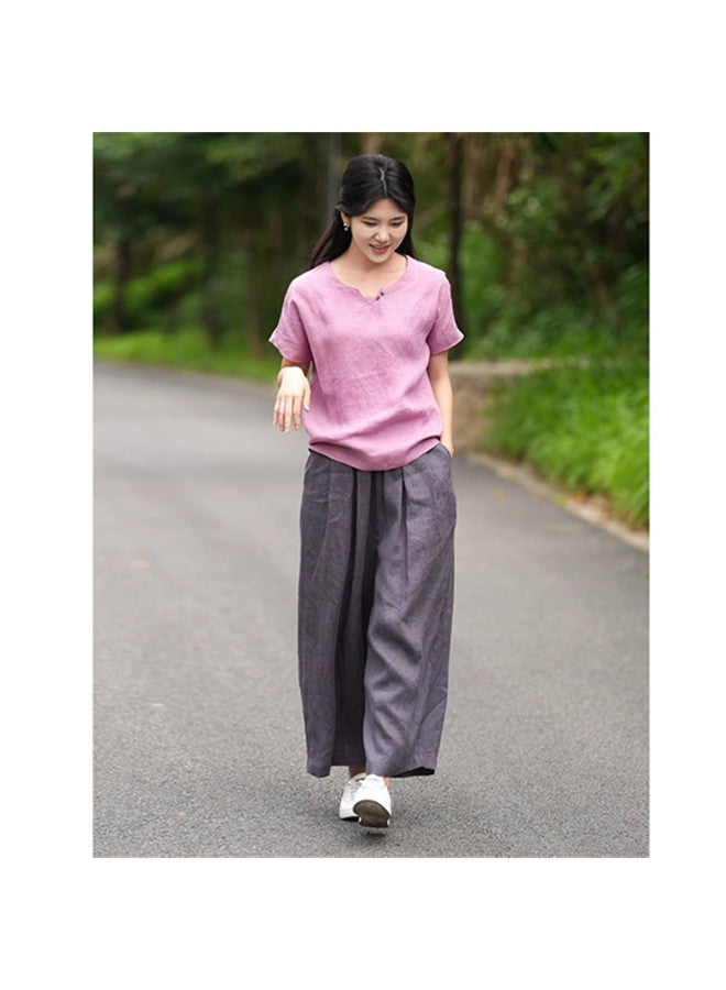 XINYANG Wide Leg Pants Women 2025 Summer Loose Retro Versatile Elastic Waist Flattering Casual Trousers - Image 5