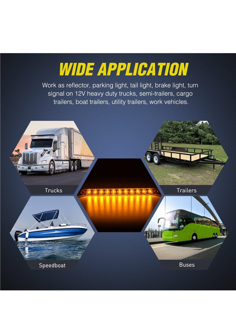 Loquat 2 Pack 16Inch 11 LED Amber Trailer Marker ID Bar Stop Brake Turn Signals Tail Light 12V LED Trailer Lights IP67 Waterproof for Truck Trailer Camper - Image 4