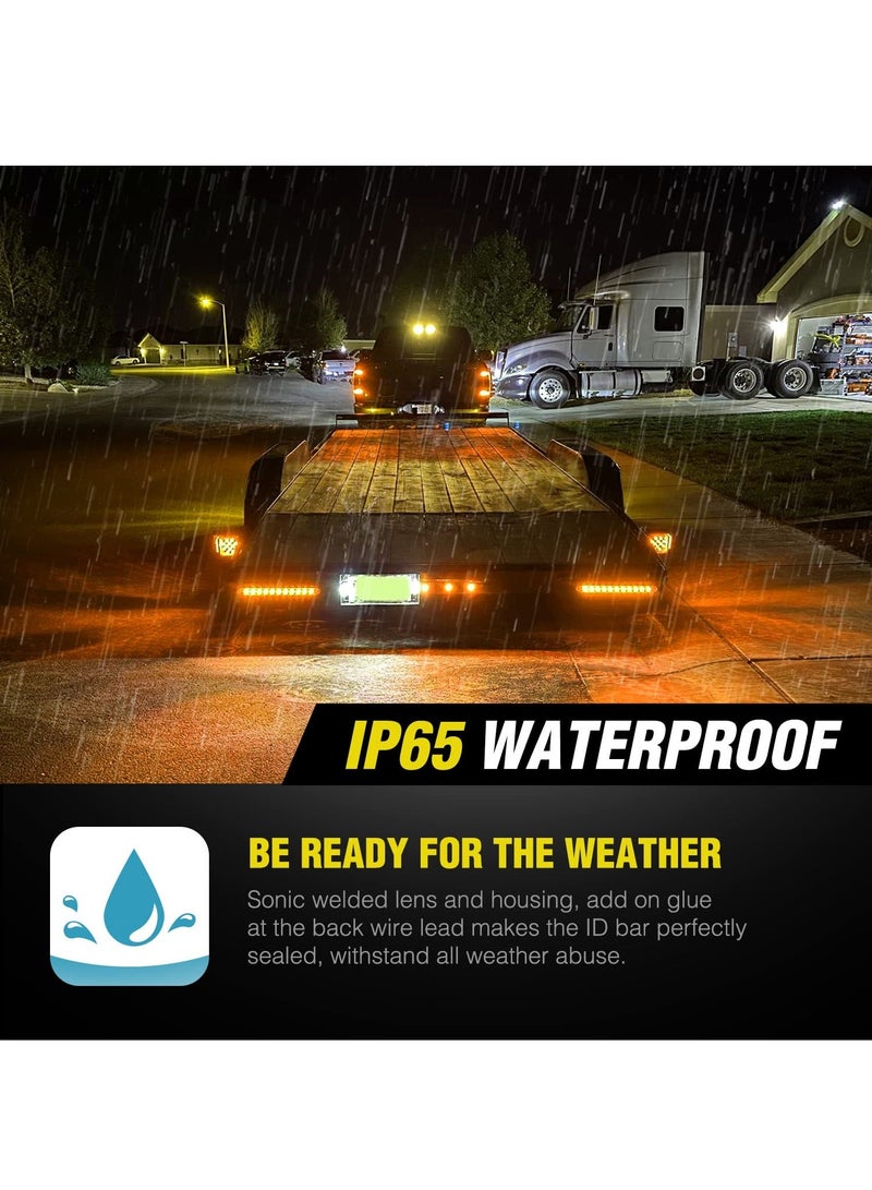 Loquat 2 Pack 16Inch 11 LED Amber Trailer Marker ID Bar Stop Brake Turn Signals Tail Light 12V LED Trailer Lights IP67 Waterproof for Truck Trailer Camper - Image 2