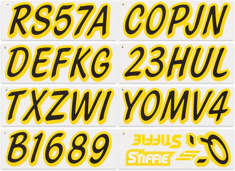 Stiffie ملصقات تعريفية رقمية وحرفية صلبة من Whipline بلون Black/Yellow مقاس 3 بوصات للقوارب والمركبات المائية الشخصية - Image 3