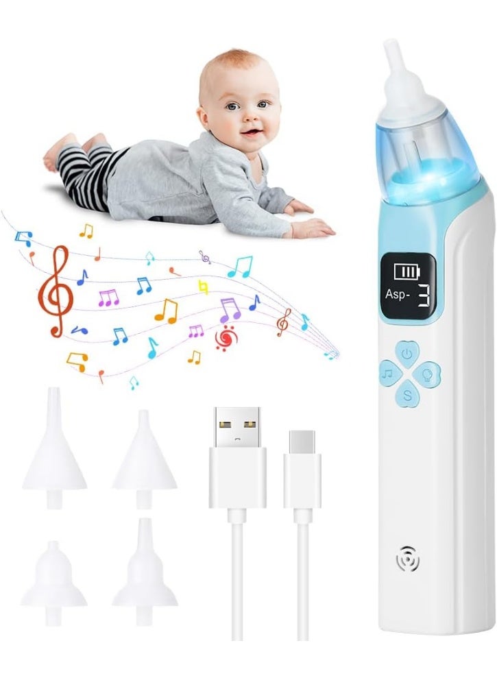 Electric Baby Nasal Aspirator Rechargeable Usb Baby Nose Cleaner With 3 Suction Levels 4 Silicone Tips Music Soothing Function Infant Nasal Cleaner For Newborns And Kids - Image 1