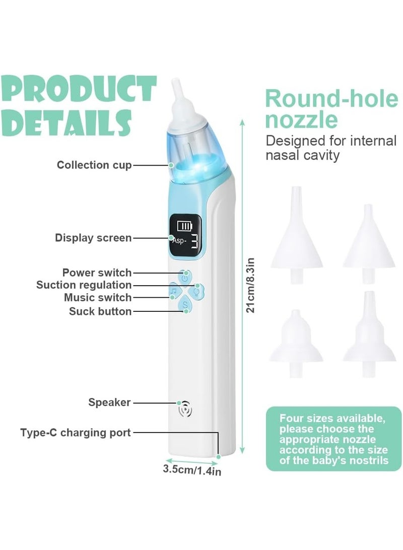 Electric Baby Nasal Aspirator Rechargeable Usb Baby Nose Cleaner With 3 Suction Levels 4 Silicone Tips Music Soothing Function Infant Nasal Cleaner For Newborns And Kids - Image 3