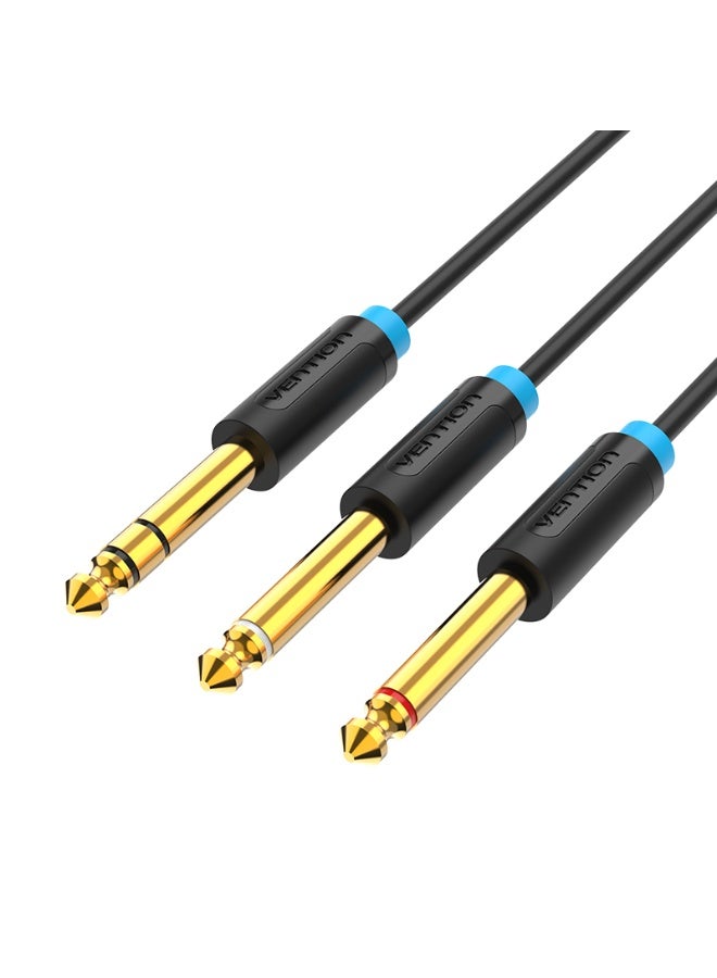 VENTION TRS 6.5mm Male to 2*6.5mm Male Audio Cable 1M Black Model - Image 1