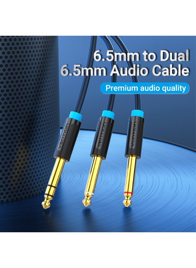 VENTION TRS 6.5mm Male to 2*6.5mm Male Audio Cable 1M Black Model - Image 2