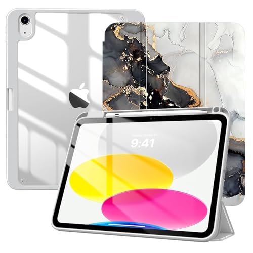 MOCA Case for iPad A16 11th Gen 11 Inch 2025 & iPad 10th Gen 10.9 Inch 2022, Clear Back Cover, TPU Shockproof Frame, Auto Wake Sleep, Slim Transparent Protective Tablet Case (Cloudy Marble) - Image 1