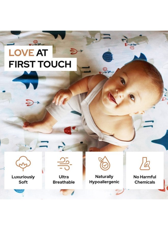 Pickle & Pumpkin Mini Crib Sheet with Fox & Chevron Pattern - 100% Organic Cotton Pack n Play Fitted Sheet - Premium Pack n Play Sheets - Compatible as Graco Pack n Play Sheet & Mini Crib Sheets - Pickle & Pumpkin - Image 2