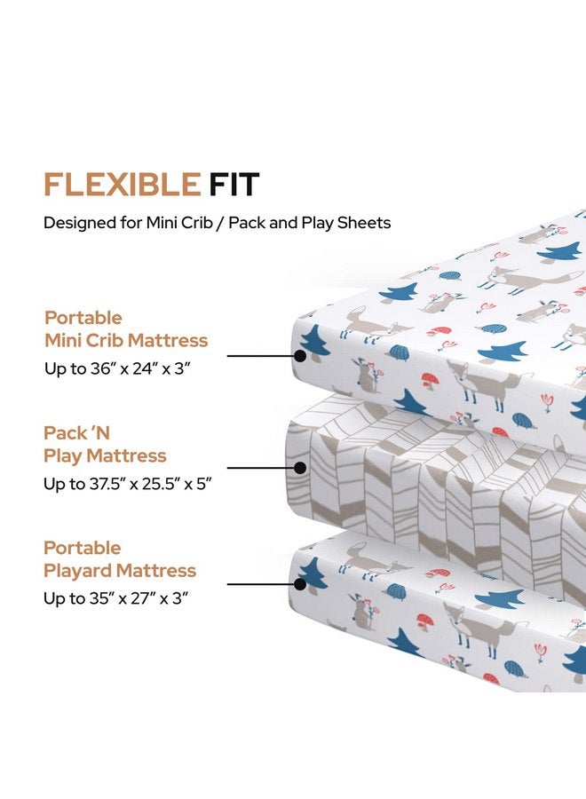 Pickle & Pumpkin Mini Crib Sheet with Fox & Chevron Pattern - 100% Organic Cotton Pack n Play Fitted Sheet - Premium Pack n Play Sheets - Compatible as Graco Pack n Play Sheet & Mini Crib Sheets - Pickle & Pumpkin - Image 3