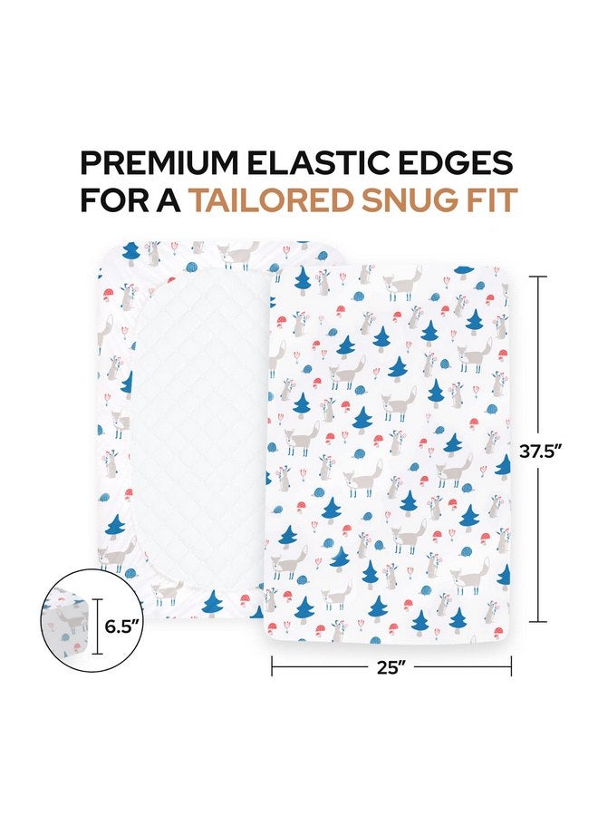 Pickle & Pumpkin Mini Crib Sheet with Fox & Chevron Pattern - 100% Organic Cotton Pack n Play Fitted Sheet - Premium Pack n Play Sheets - Compatible as Graco Pack n Play Sheet & Mini Crib Sheets - Pickle & Pumpkin - Image 4