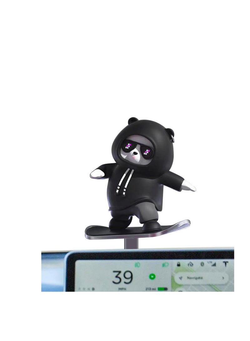 أكسسوارات سيارة مرحة لتزيين التابلوه بتصميم دبدوب ولوح تزلج - Image 1