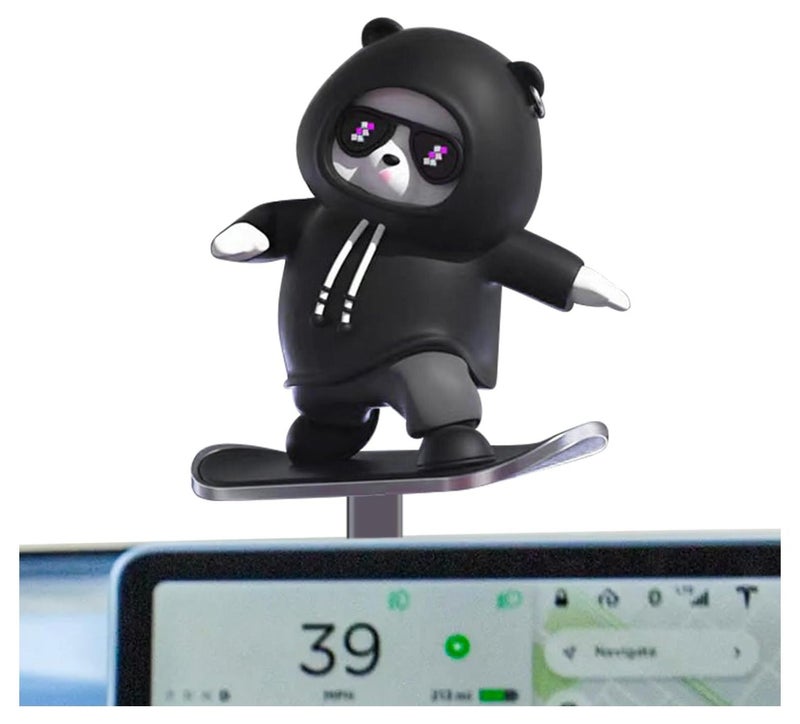 أكسسوارات سيارة مرحة لتزيين التابلوه بتصميم دبدوب ولوح تزلج - Image 1