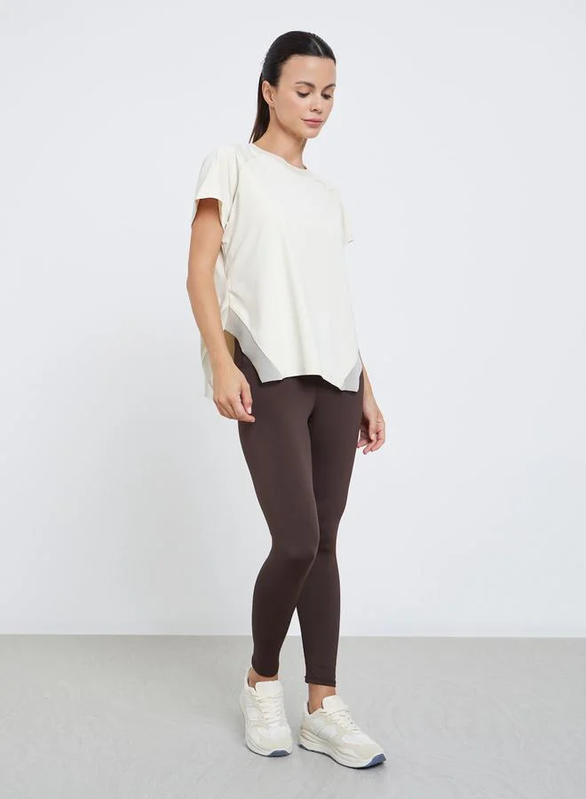 Styli Active Side Cut Mesh Insert Hem Loose Fit Top