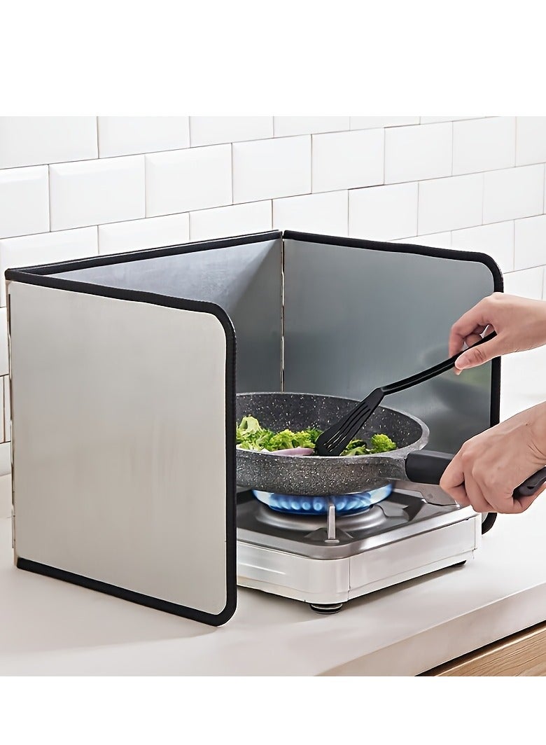 1pc Stainless Steel Kitchen Splash Guard, Thick, Heat-Resistant Oil Barrier for Stove  Countertop, for Frying Anti Splatter Shield Guard Kitchen Stainless Steel Stove Shield Tool - Image 4