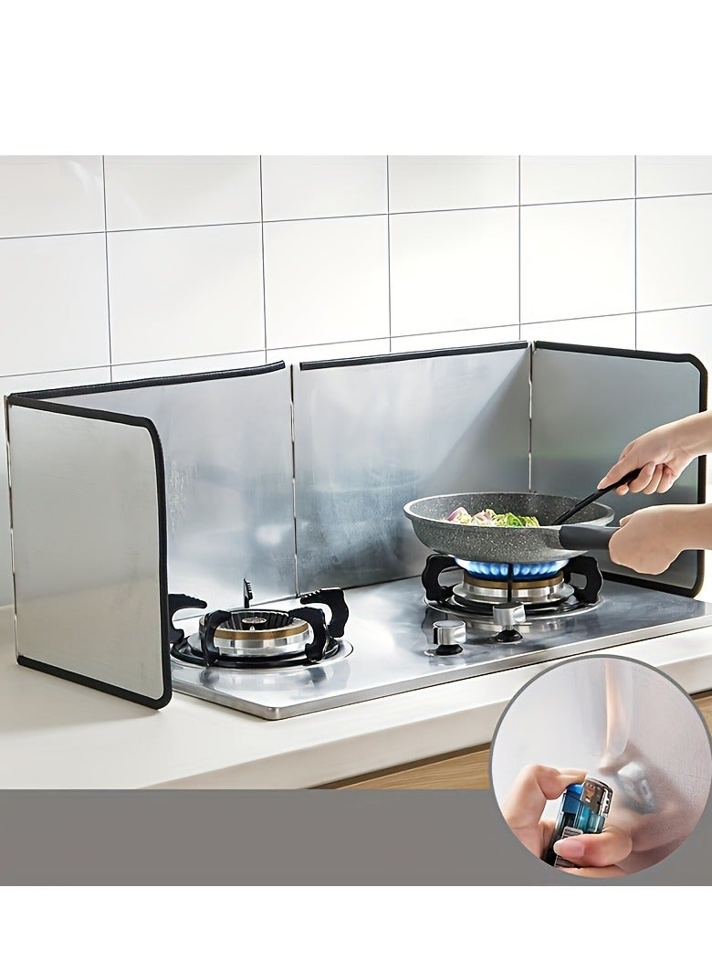 1pc Stainless Steel Kitchen Splash Guard, Thick, Heat-Resistant Oil Barrier for Stove  Countertop, for Frying Anti Splatter Shield Guard Kitchen Stainless Steel Stove Shield Tool - Image 5