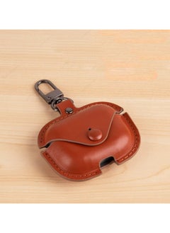 Airpods 4 Protective Case Leather material Protective Cover with Keychain Visible & Supports Wireless Charging Accessrioes for Airpods 4 Case (Brown)