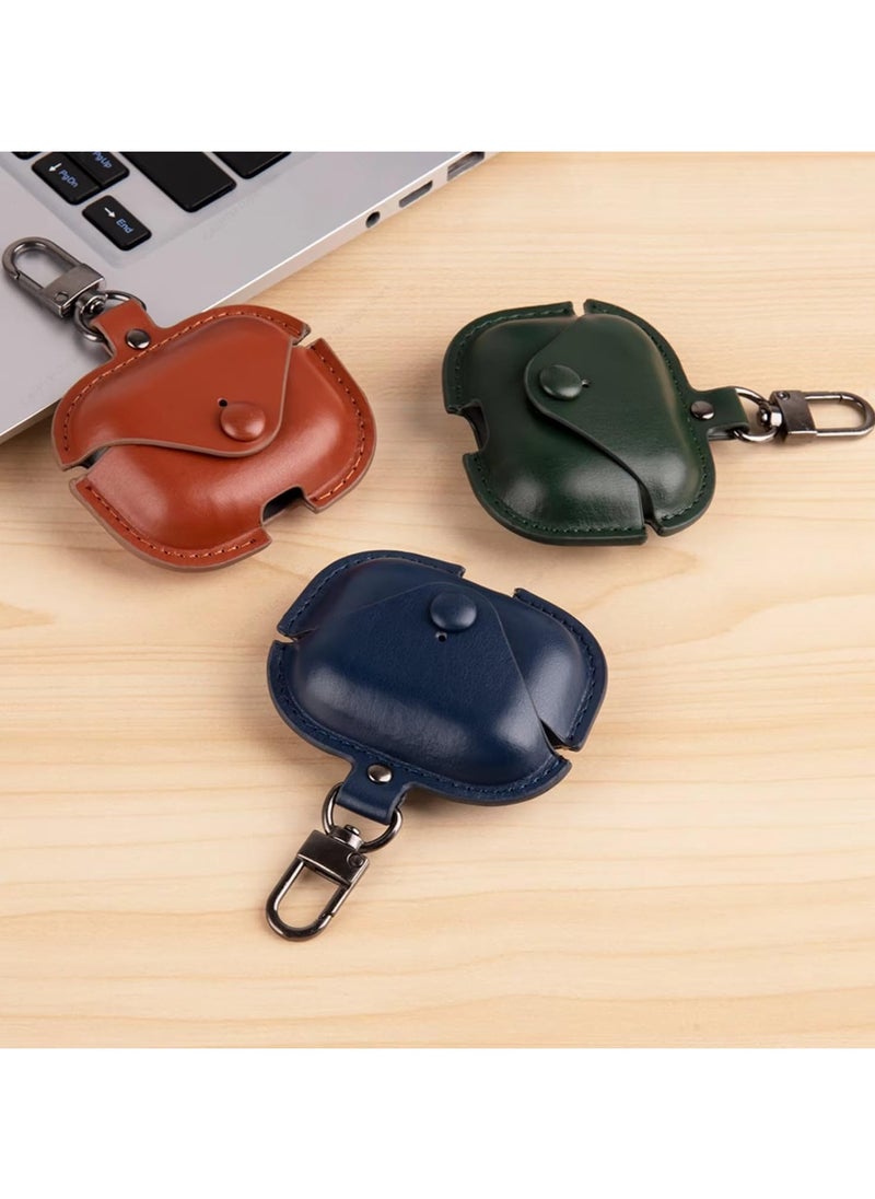 Generic - Airpods 4 Protective Case Leather material Protective Cover with Keychain Visible & Supports Wireless Charging Accessrioes for Airpods 4 Case (Brown) - Image 1