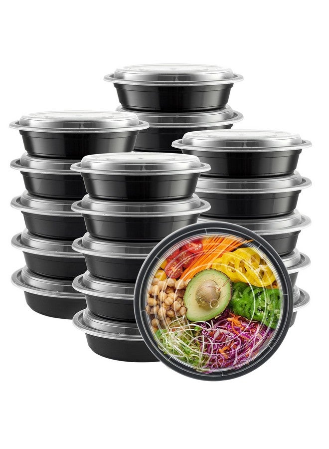 Comfy Package [24 oz - 50 Count Round Meal Prep Containers Reusable - Microwaveable, Dishwasher and Freezer Safe, BPA-Free, Portion Control and Convenience Food Storage with Lids, Stackable - Image 1