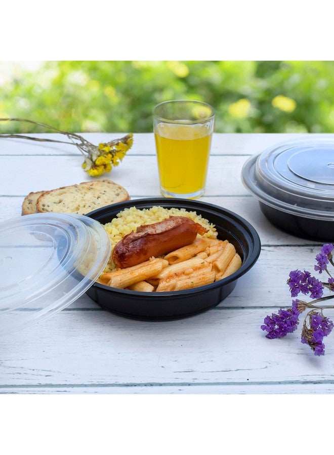 Comfy Package [24 oz - 50 Count Round Meal Prep Containers Reusable - Microwaveable, Dishwasher and Freezer Safe, BPA-Free, Portion Control and Convenience Food Storage with Lids, Stackable - Image 3