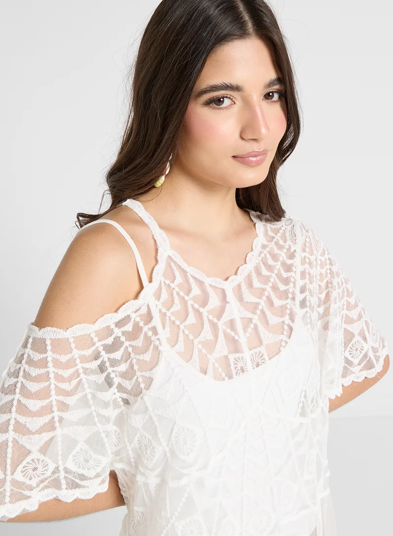 Ginger Sheer Embroidered Kaftan Style Beach Dress