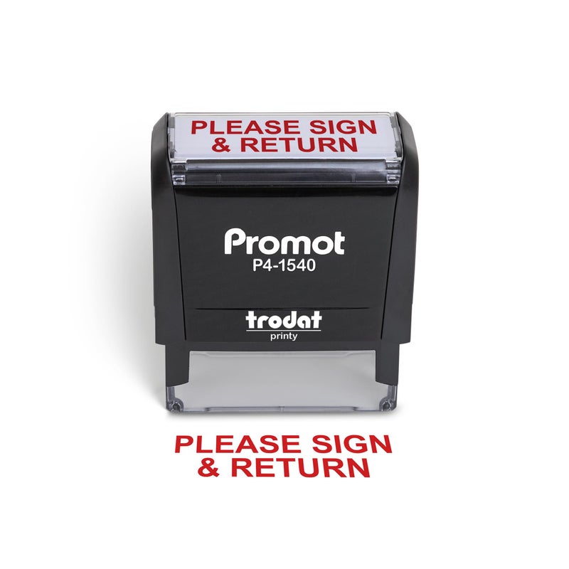 Promot Promot Please Sign and Return Self Inking Rubber Stamp  Refillable Teacher Stamps  Business Bookkeeping Ordering Accounting Work Bank Office Stamper  Red Ink