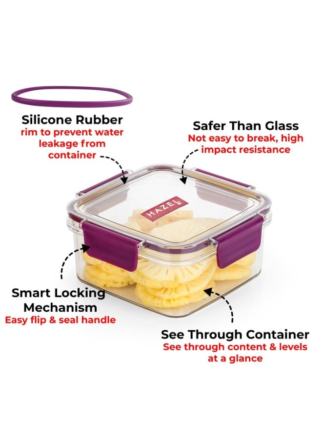 HAZEL Plastic Square Airtight Leak Proof Microwave Safe Container Dabba, 1000 ML - Image 3