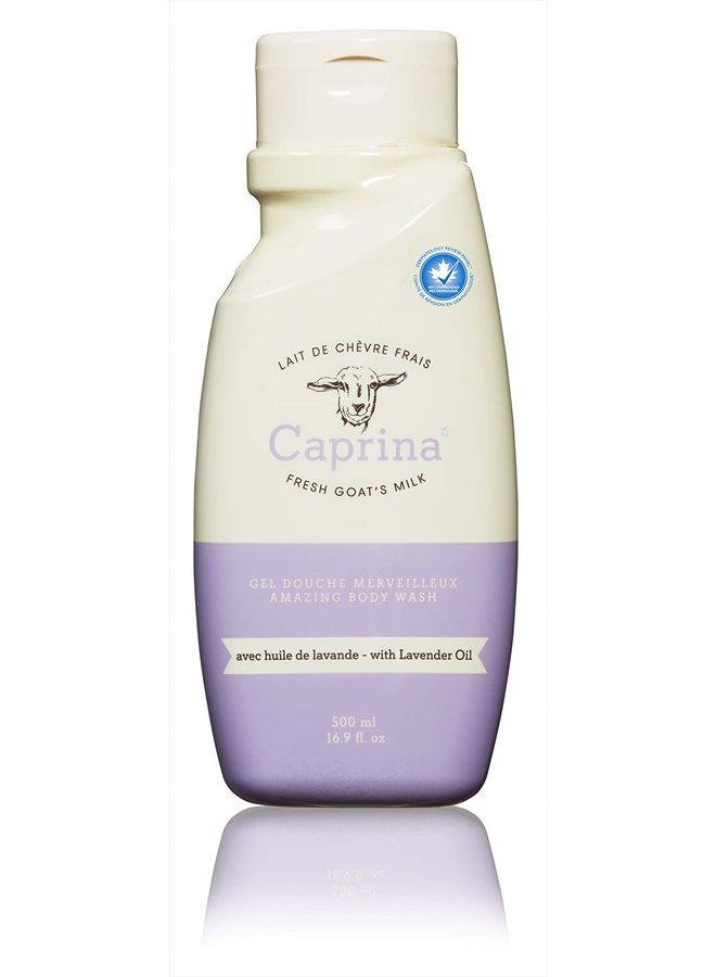 Caprina by Canus Amazing Body Wash, Lavender Oil, 16.9 oz, With Fresh Canadian Goat Milk, Gentle Soap, Moisturizing, Vitamin A, B2, B3, & More, 16.9 Fl oz - Image 1