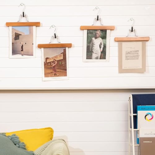 ROLLYWARE ® Wooden Pants Hangers Clamp Hangers with Felt Lining Non-Slip Space Saving Wood Skirt 360 Swivel Hook Durable Sturdy Jean Hanger (1, Natural Wood) - Image 5