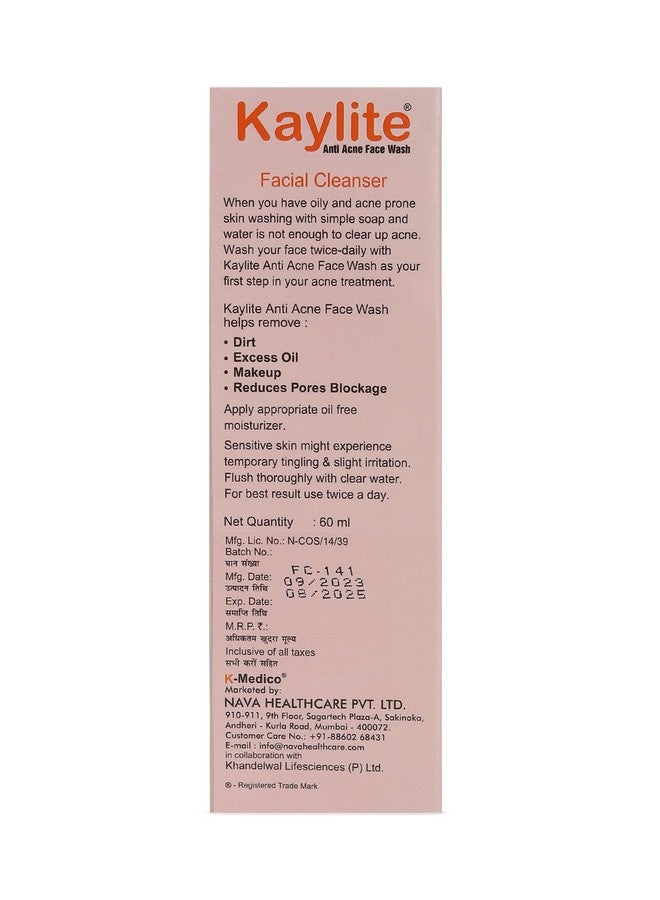 Kaylite Facial Cleanser anti acne face wash Salicylic acid and vitamin E-Acetate Gel, Oil Free,(Pack of 4) 240 ML - Image 2