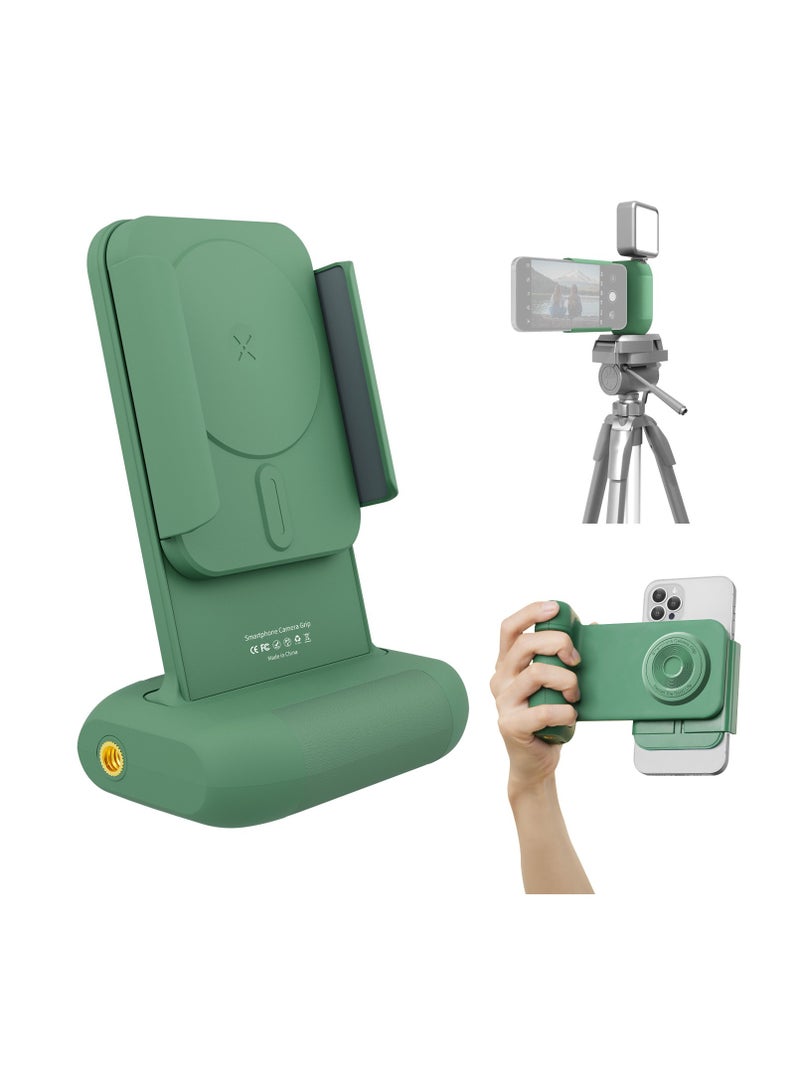 New mobile phone camera aid Bluetooth remote control comfortable camera handle rotatable bracket (green) - Image 1