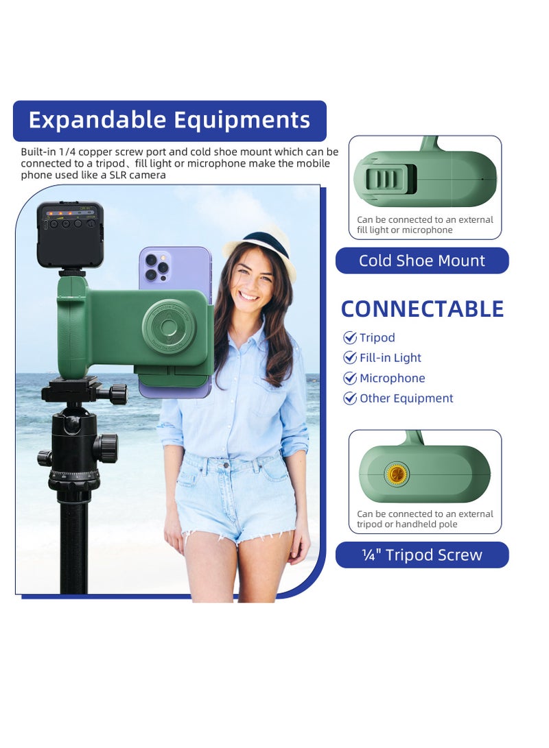 New mobile phone camera aid Bluetooth remote control comfortable camera handle rotatable bracket (green) - Image 4