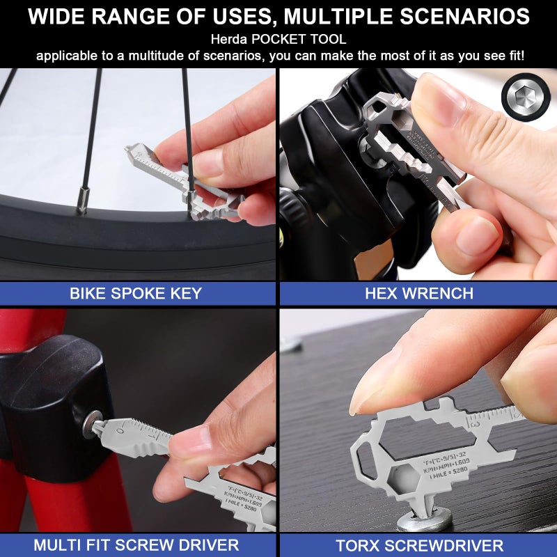 Herda Keychain Multitool â€“ EDC Tool with 17+ Functions Gifts| Small Bottle Opener keychain with Screwdriver,Wrench,and Box Cutter for Travel,Outdoor,Everyday Use Gifts for Men Dad Giftsâ€“TSA Safe - Image 4