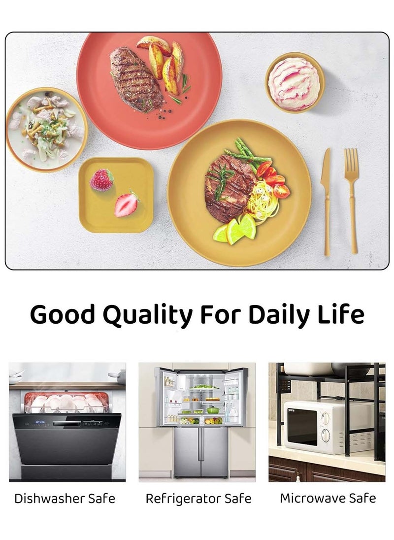 36 PCS Dinnerware Sets Wheat Straw Material Cutlery for 4 People, Portable Tableware Microwave Oven Cutlery Set, Camping Plates and Bowls Set