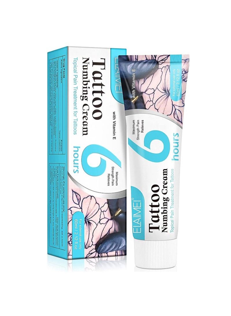 Elaimei - Tattoo Numbing Cream Pre-Tattoo Tattoo Cream 6-8 Hour Max Strength Painless Tattoo Cream with Aloe Vera Vitamin E (60ml) - Image 1