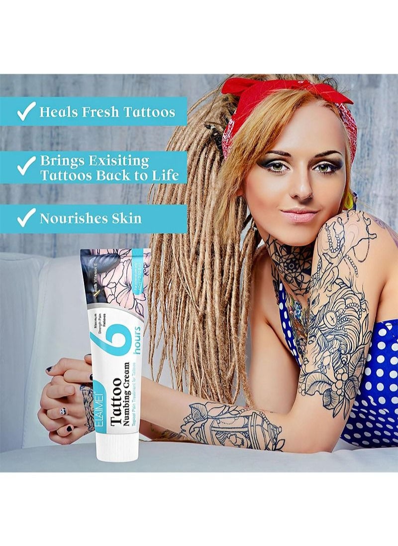 Elaimei - Tattoo Numbing Cream Pre-Tattoo Tattoo Cream 6-8 Hour Max Strength Painless Tattoo Cream with Aloe Vera Vitamin E (60ml) - Image 1