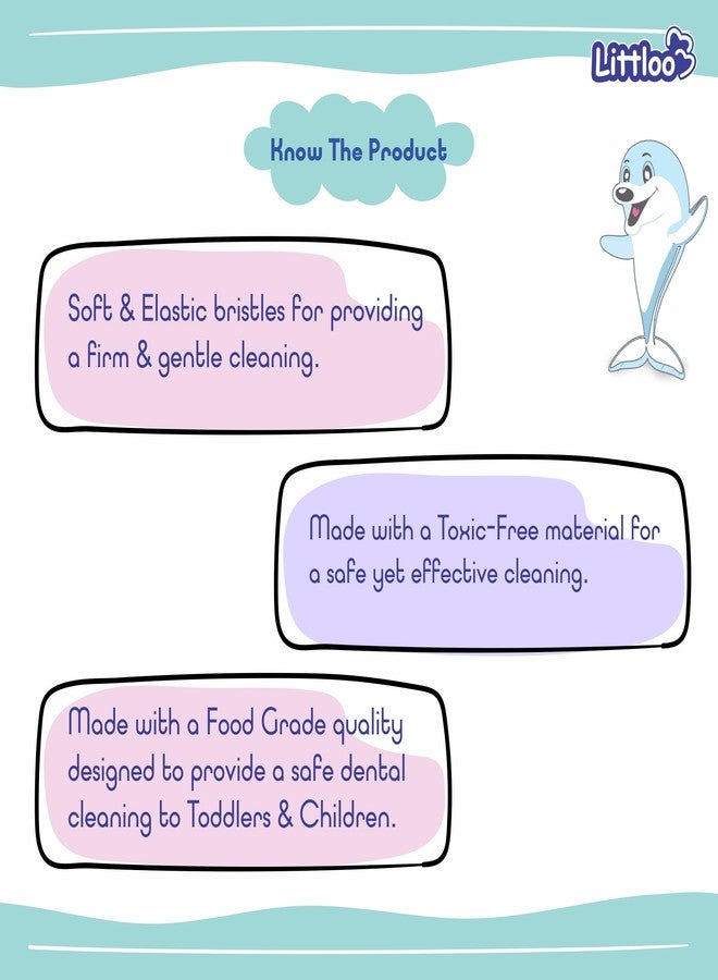 LITTLOO Baby Manual U -Shaped Silicone Tooth Brush With Soft & Elastic Bristles For Complete 360 Degree Dental Cleaning, Specially Designed For Toddlers & Children - (Orange) - Image 2