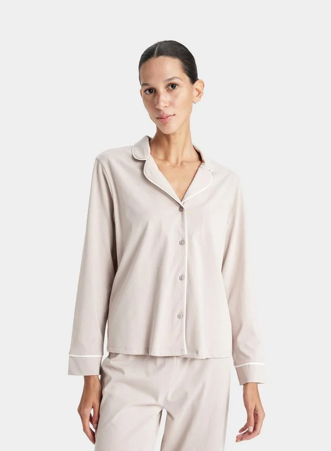 DeFacto Solid Regular Fit Long-Sleeve Shirt & Pyjama Set by Styli