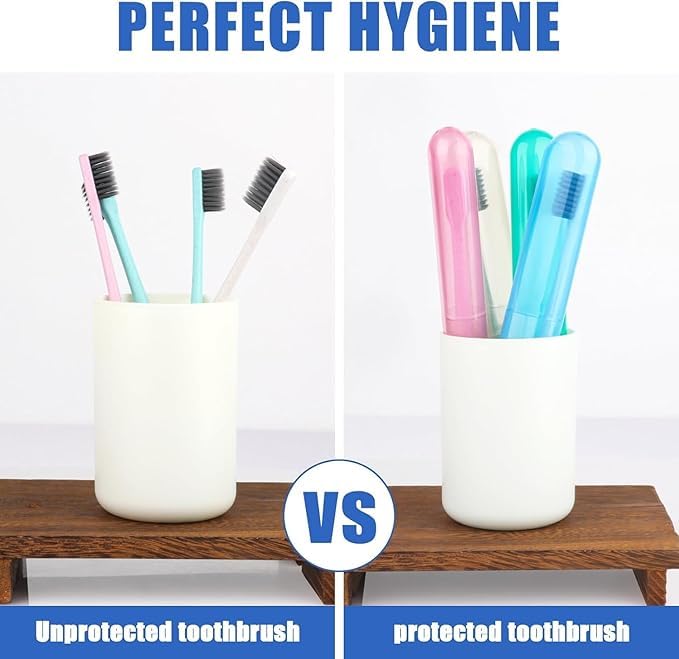 VAUGHN Plastic Travel Toothbrush Case Holder, Breathable Portable Toothbrush Container, Clear Toothbrush Holder for Traveling Case for Kids and Adult Toothbrush Covers(4Pcs), Multicolor - Image 3