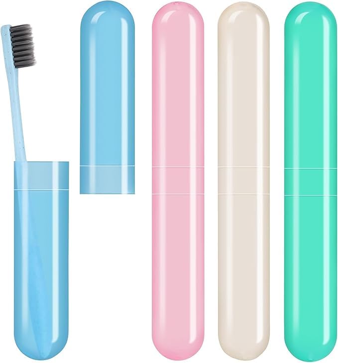 VAUGHN Plastic Travel Toothbrush Case Holder, Breathable Portable Toothbrush Container, Clear Toothbrush Holder for Traveling Case for Kids and Adult Toothbrush Covers(4Pcs), Multicolor - Image 1
