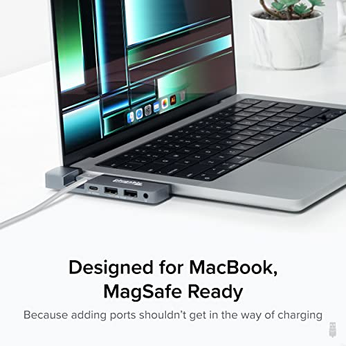 Plugable 5-in-1 USB C Hub for MacBook Pro & Air M1/M2/M3/M4 - Thunderbolt 4 Compatible, MagSafe Ready, 40Gbps Data, Gigabit Ethernet, 2X USB 3.0 - Slim, Portable Adapter with Pass-Through Charging - Image 3