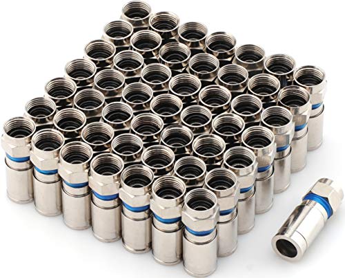 PASOW Compression RG6 F Connector Coax Coaxial Adapter Plug for Satellite & Cable TV (50 Pack) - Image 1