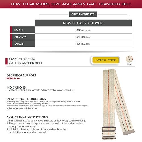 OTC Gait Transfer Belt Support Hold for Caregiver, White, 48 Inch - Image 3