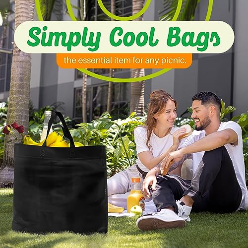 Simply Cool 50 Pack Black Reusable Eco-Friendly Large Grocery Shopping Bags 14.5"x14"x6.6" Durable Recyclable Washable Foldable Portable Tote Bags Bulk - Image 4