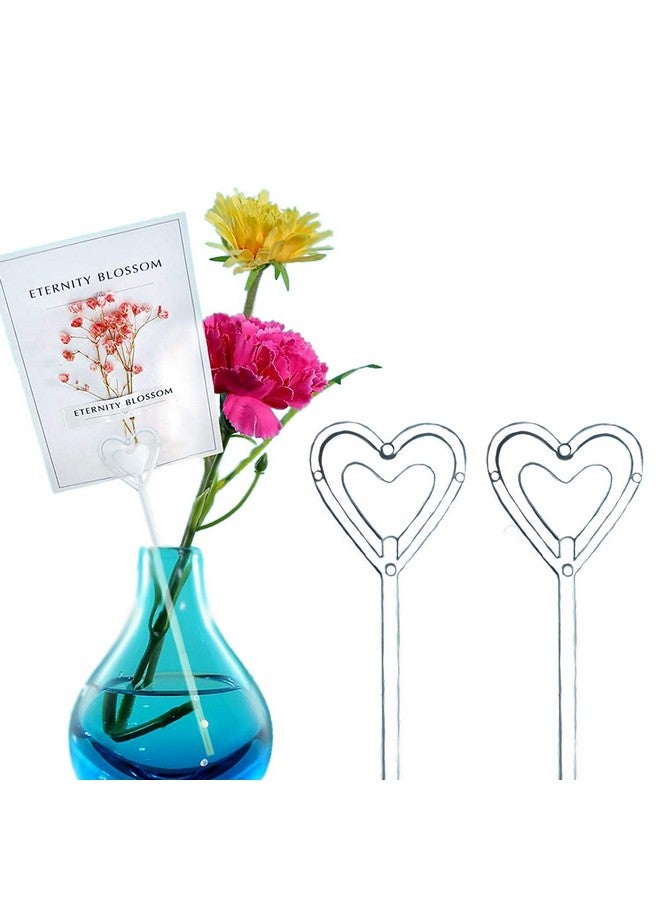 BEADNOVA Floral Pick Card Holder 50Pcs 10Inch Plastic Straight Head Flower Pick Card Holder For Floral Arrangement Bouquet Wedding Decoration (Heart Shape Head)  - Image 1