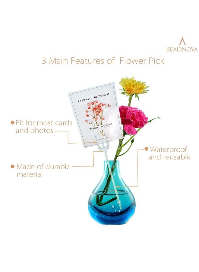 BEADNOVA Floral Pick Card Holder 50Pcs 10Inch Plastic Straight Head Flower Pick Card Holder For Floral Arrangement Bouquet Wedding Decoration (Heart Shape Head)  - Image 4