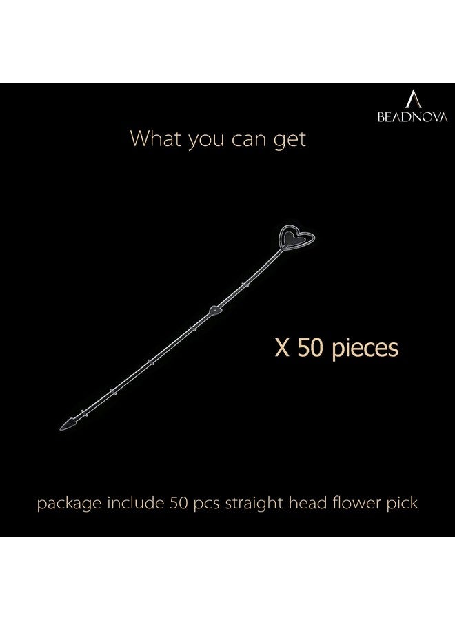 BEADNOVA Floral Pick Card Holder 50Pcs 10Inch Plastic Straight Head Flower Pick Card Holder For Floral Arrangement Bouquet Wedding Decoration (Heart Shape Head)  - Image 3