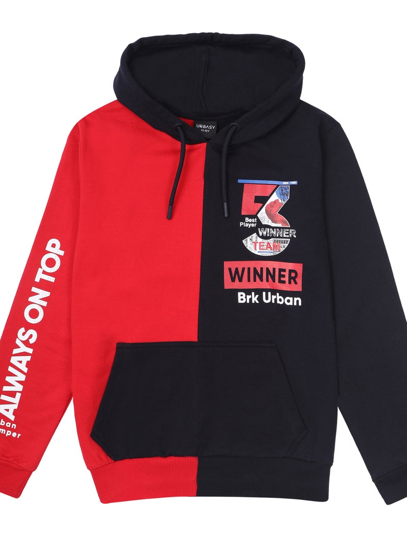 Urbasy Kids 100% Cotton SweatJacket with Joggers Set - RED - NAVY - Image 2