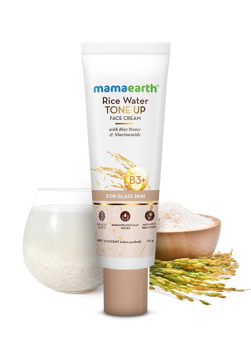 Mama Earth Rice Water Tone Up Face Cream with Rice Water & Niacinamide for Glass Skin 50g | Instantly Brightens | Even Skin Tone | Adds Glow | All Skin Types | Korean Rice Tone Up - Image 2