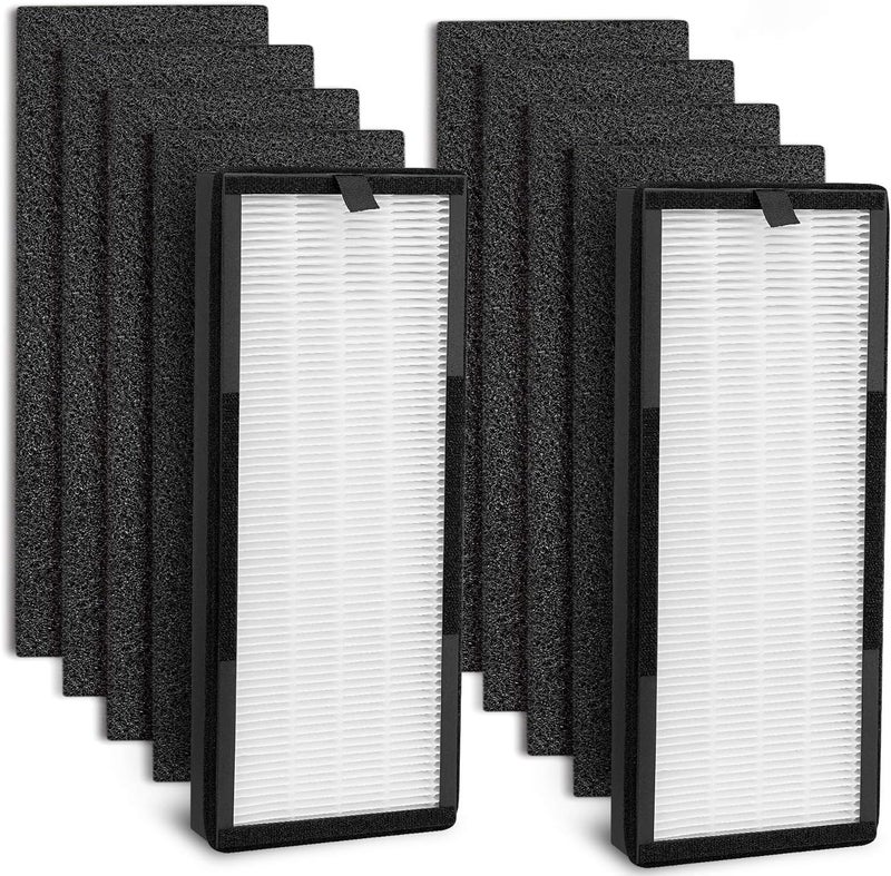 isinlive True HEPA Replacement Filter for VEVA 8000 Elite Pro Series Air Purifier 2 HEPA Filters  8 Premium Activated Carbon Pre Filters 2 Year Supply for Complete Tower Air Cleaner Home  Office - Image 1