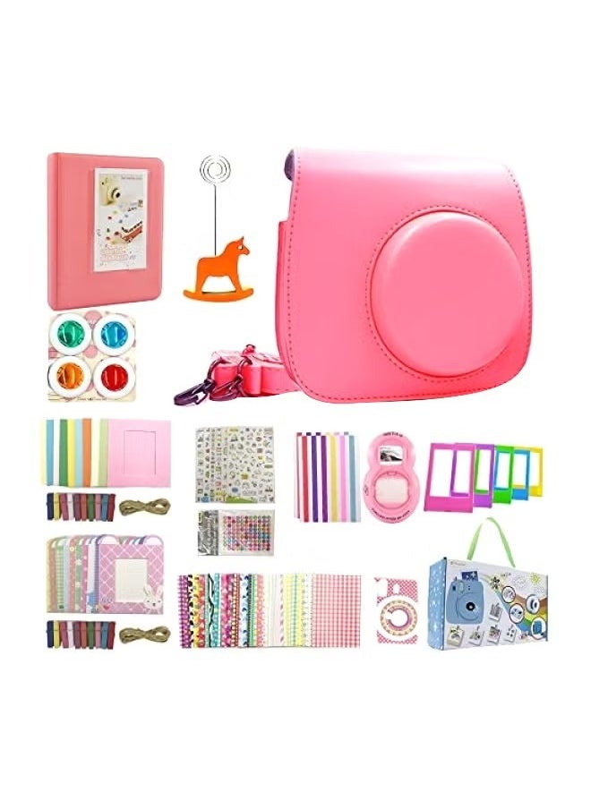 FUJIFILM 14-In-1 Camera Accessories Set For Fujifilm Instax Mini 9 Flamingo Pink/Yellow/Red 