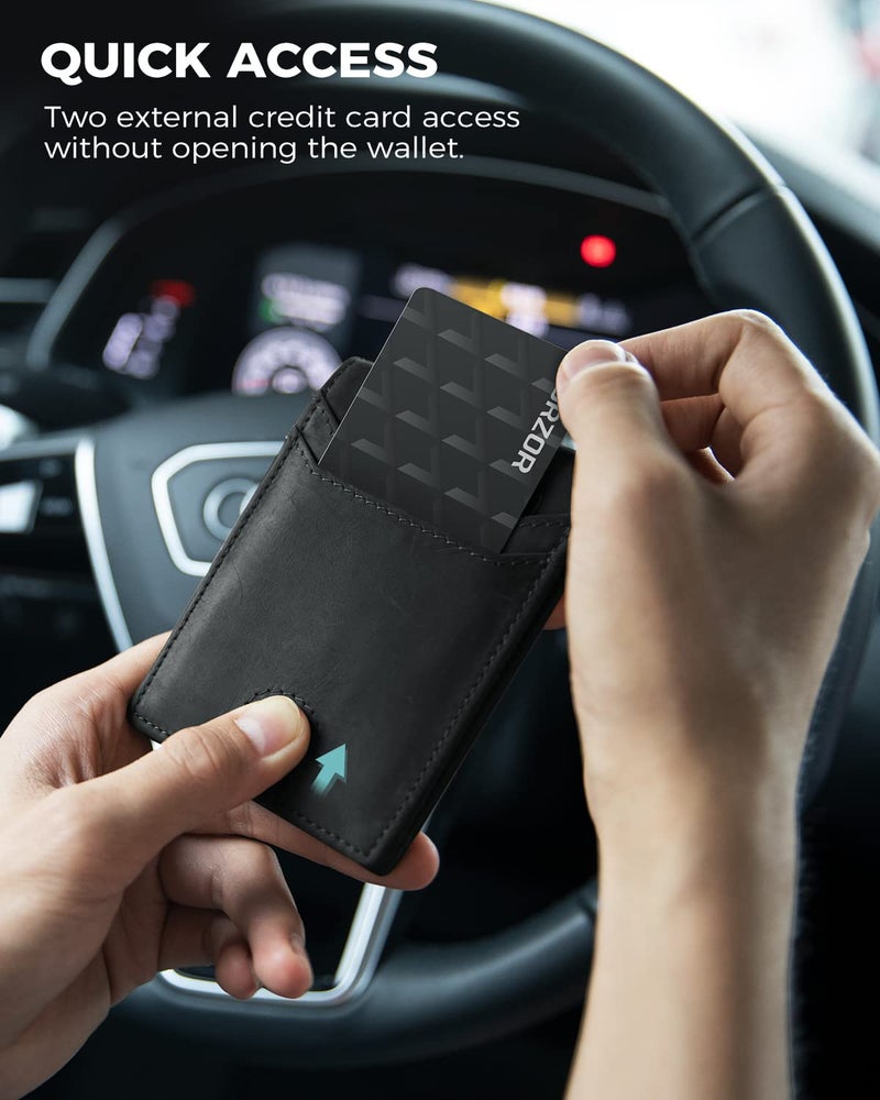 LORZOR Men's Bifold Leather AirTag Wallet with RFID Blocking and ID Window - Holds up to 12 Cards - Image 4