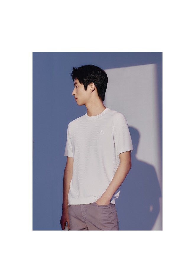 Waxbird Men's Summer Slim Fit Knitted Short Sleeve Embroidered T-shirt - Image 2